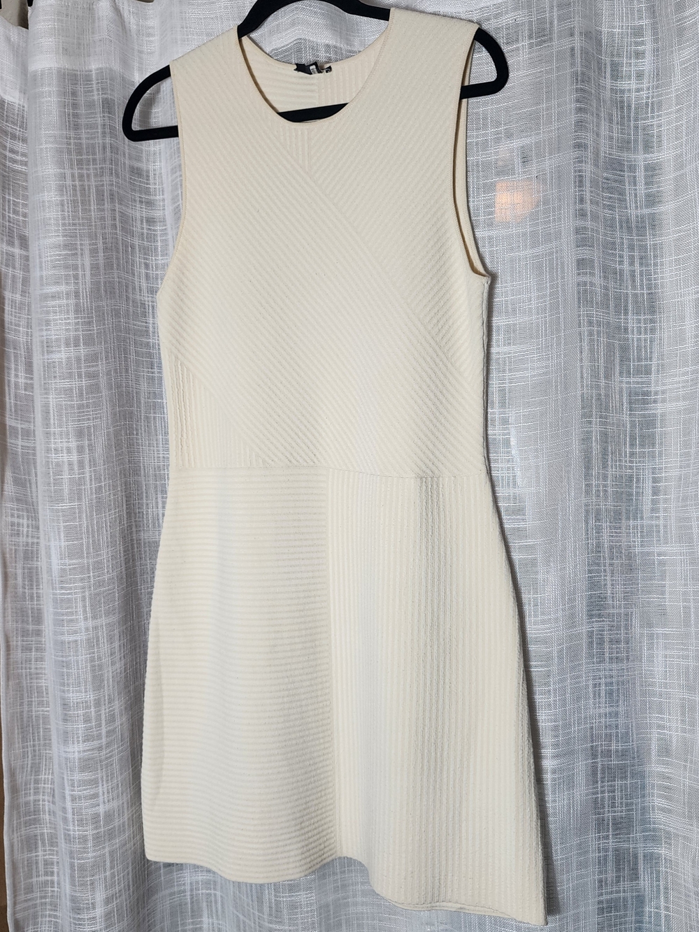 Theory Cream Sleeveless Textured A-Line Dress